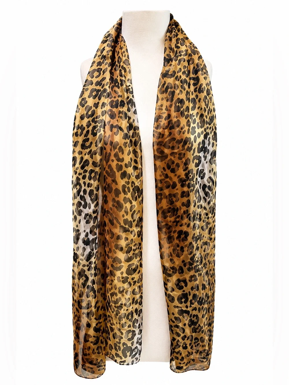 Leopard Print Scarf Vintage Thin Long Bag Charm wrap Faux Silk